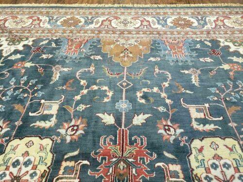 12' X 18' One-of-a-Kind Hand-Knotted Wool Indian Rug Agra Blue Gray Wow - Jewel Rugs