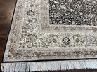 Top Quality Silk Sino Persian Rug 9x12, Highly Detailed Persian Carpet, Center Medallion Floral Allover Black and Ivory/Cream Room Sized Wow - Jewel Rugs