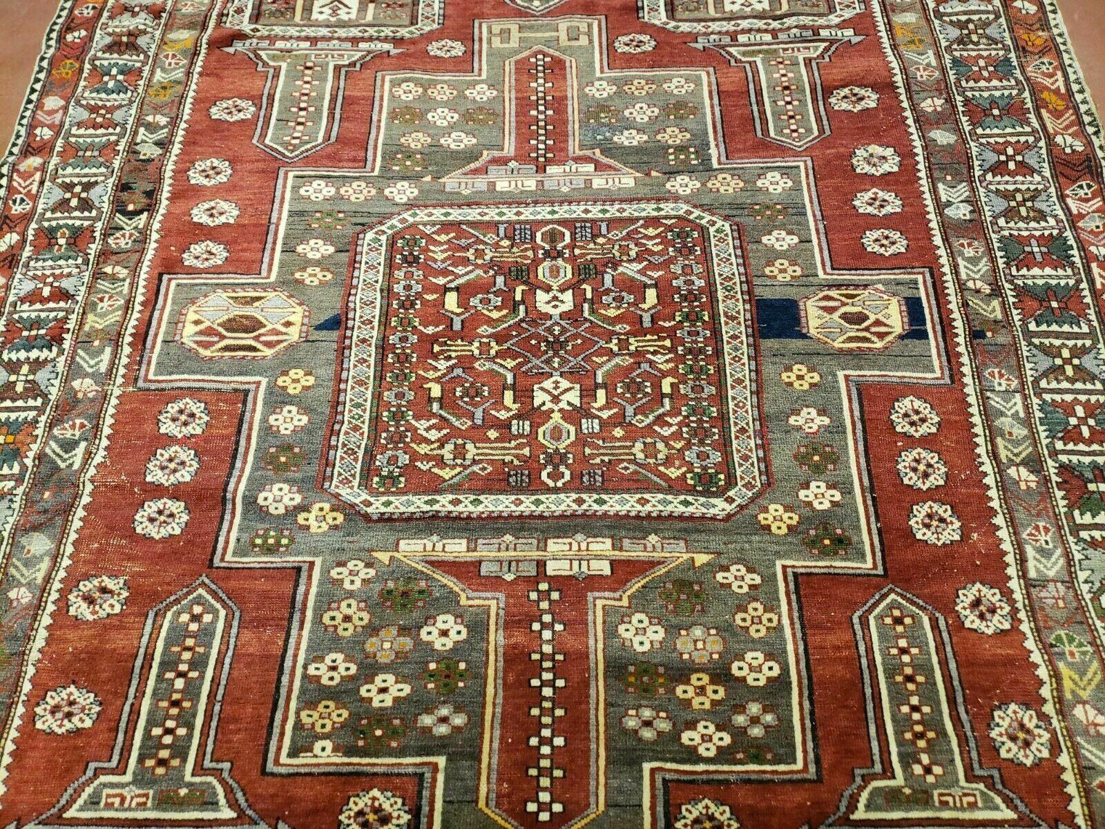 5' X 7' Antique Handmade Caucasian Shirvan Wool Rug Carpet Detailed Boho Bohemian Interior Home Style - Jewel Rugs