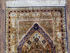 Semi Antique Persian Qum Silk Prayer Rug, Silk, Hand-Knotted, 3'6" x 5' - Jewel Rugs