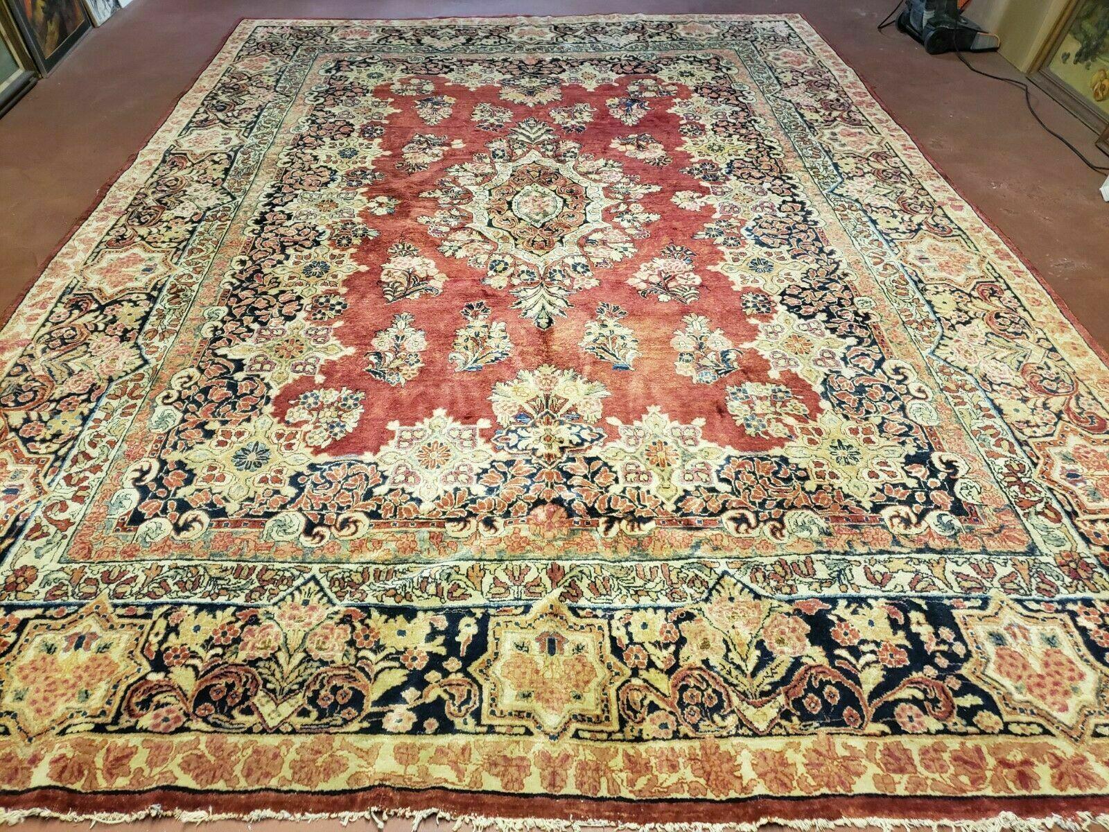 9' X 12' Authentic Antique Oriental Floral Red Allover Medallion Wool Rug Beauty - Jewel Rugs