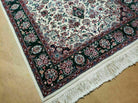 4' X 6' Vintage Hand Knotted In India Wool Silk Accent Rug Carpet Ivory Beige - Jewel Rugs