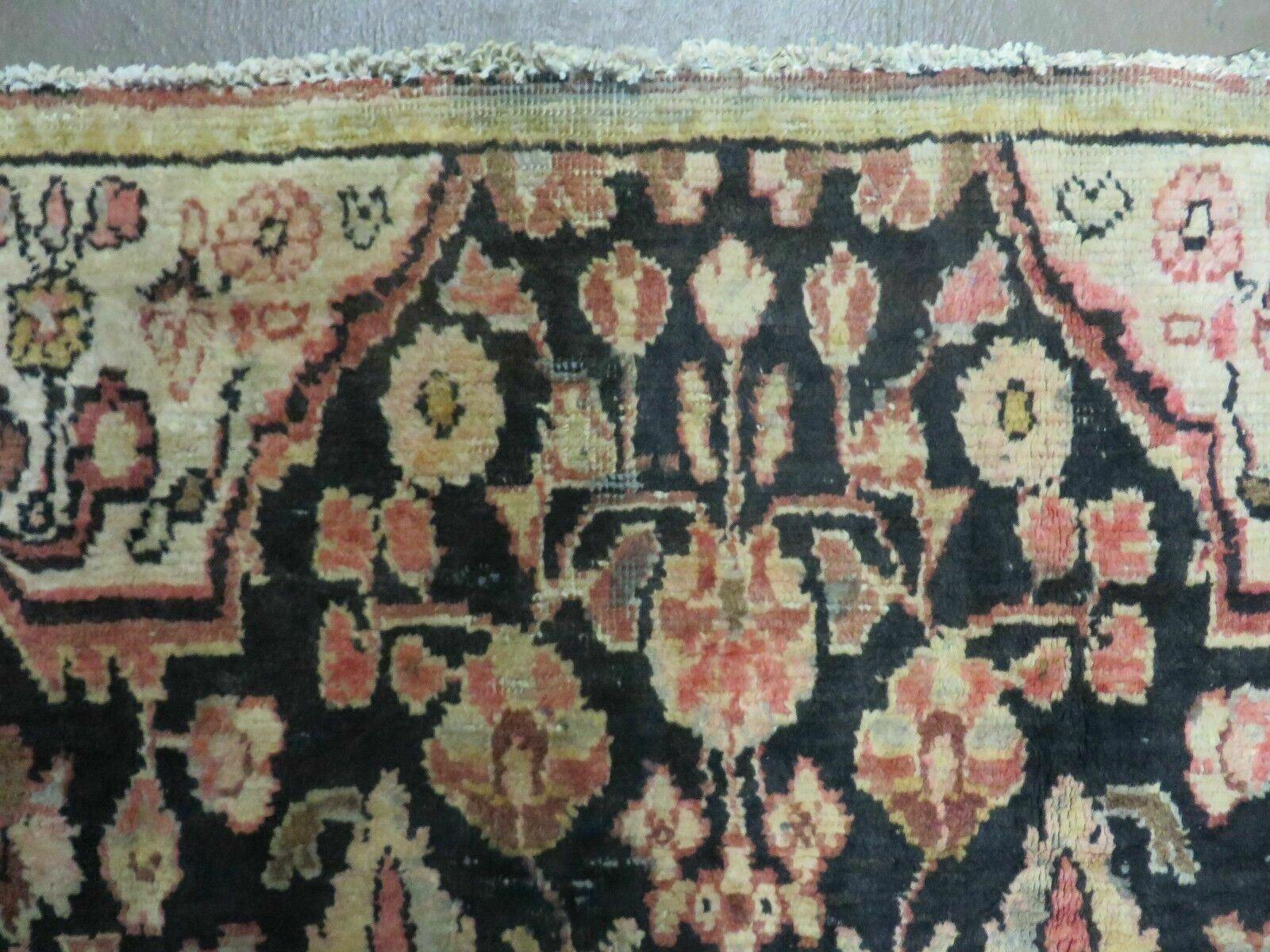 4' X 6' Antique Handmade India Floral Oriental Wool Veg Dye Dark Brown Rug Nice - Jewel Rugs