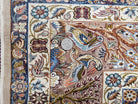 Persian Isfahan Rug, Animal Pictorials, Fine & Highly Detailed, Kork Wool on Silk Foundation, Hand-Knotted, Ivory, 3'7" x 5'6" - Jewel Rugs