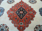 9' X 12' Vintage Fine Handmade India Floral Wool Rug Open Field Ivory Wow - Jewel Rugs