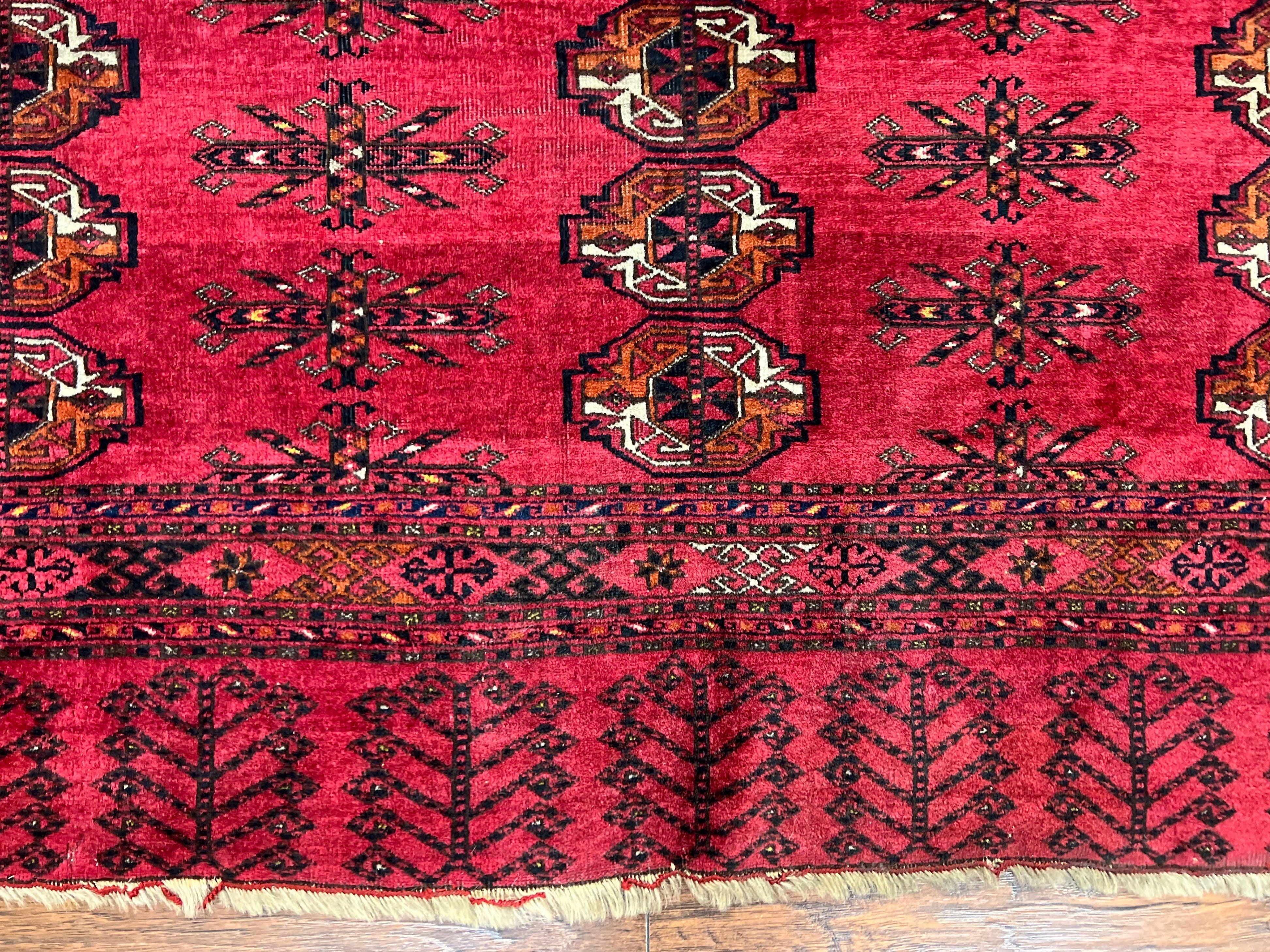Antique Persian Turkoman Salor Rug 3x5, Tribal Wool Carpet, Collectible, Red Black, 1920s Oriental Rug, Hand-Knotted Handmade Fine 3 x 5 ft - Jewel Rugs