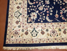 9x12 Pak Persian Floral Rug, 9 x 12 Pakistani Peshawar Rug, Midnight Blue Rug, Beige & Ivory, Hand-Knotted Oriental Carpet, Living Room Rug - Jewel Rugs