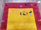 3' X 5' 5" Handmade Indo Gabbeh Wool Rug Animal Subjects Tomato Red - Jewel Rugs