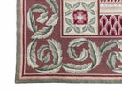 Traditional Aubusson Needlepoint Rug 9 x 12, Flowers, Flatweave Carpet, Hand-Knotted, Brand New, Cream Color, Green, Maroon Red, Wool - Jewel Rugs