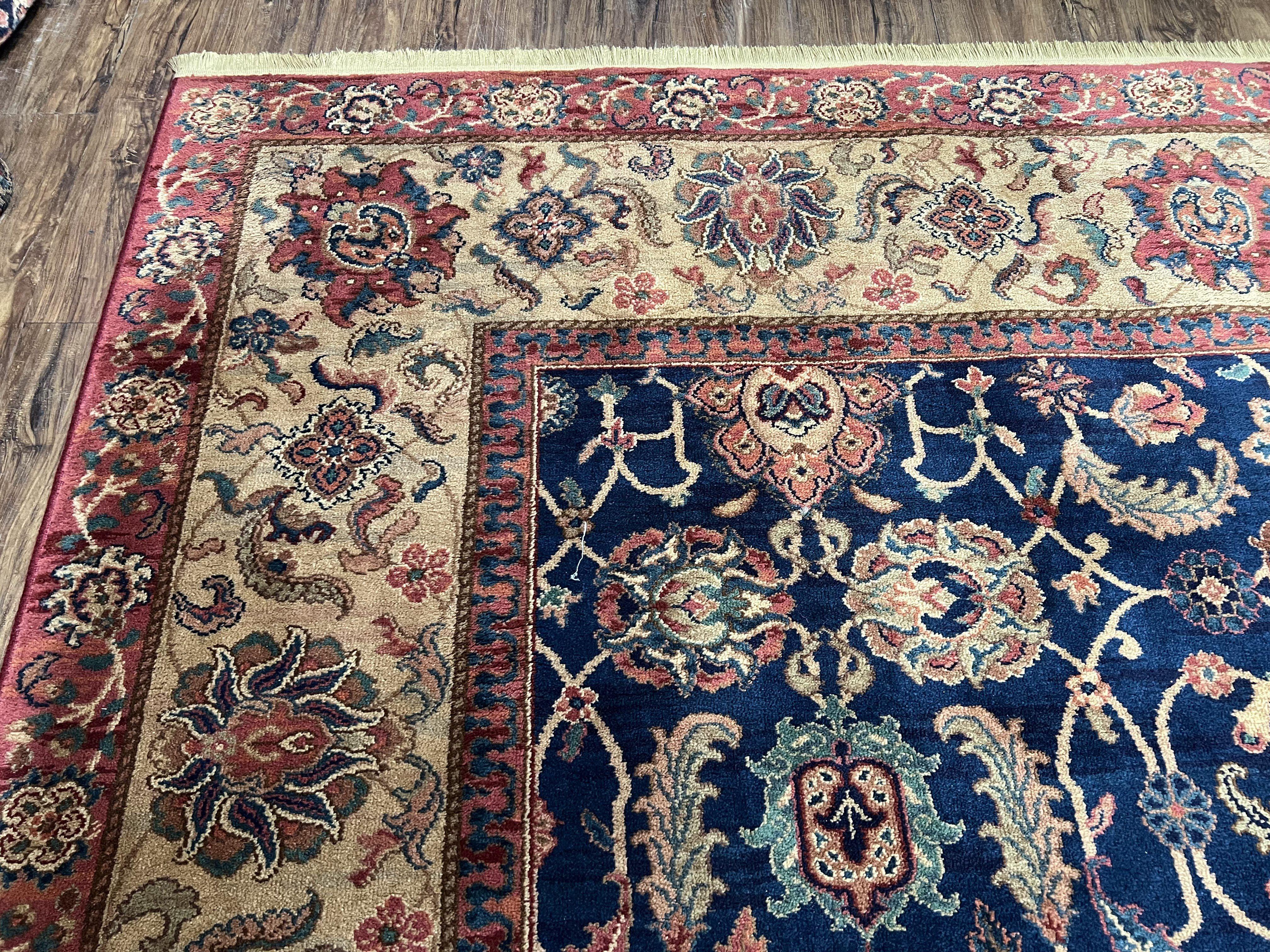 Karastan Rug 8.8 x 12 Herat Floral #900-904, Wool Karastan Carpet, Blue and Beige, Allover Herati Pattern, Samovar Teawash, Vintage Rug 9x12 - Jewel Rugs