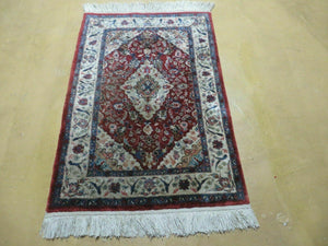 2' X 3' Handmade Chinese Floral Oriental Silk Rug Carpet Nice Red - Jewel Rugs