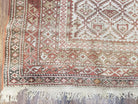 Antique Caucasian Shirvan Rug 4x6, Dagestan Area Rug, Wool Hand-Knotted Soft Red & Ivory 1920s Oriental Carpet, Soft Muted Colors - Jewel Rugs