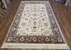 Karastan Rug 5' 9" x 9', Ivory Indo-Kirman #706, Original 700 Series, Discontinued Wool Karastan Area Carpet, Oriental Vintage Karastan Rug - Jewel Rugs