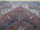 6'7" X 9' Antique Handmade India Geometric Oriental Wool Rug Organic Red Blue - Jewel Rugs