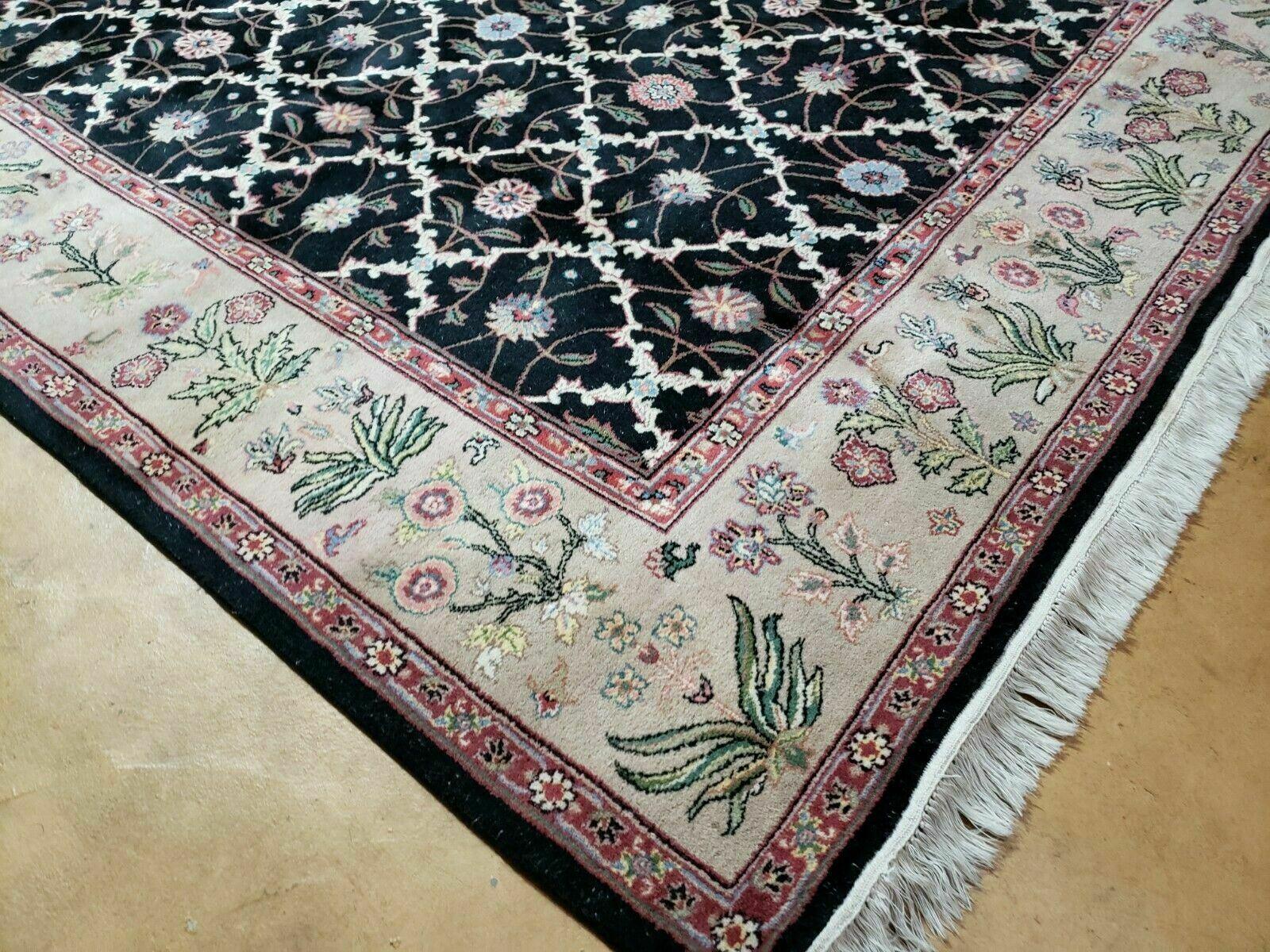 6' X 9' Handmade India Floral Oriental Wool Rug Carpet Hand Knotted Nice Black - Jewel Rugs