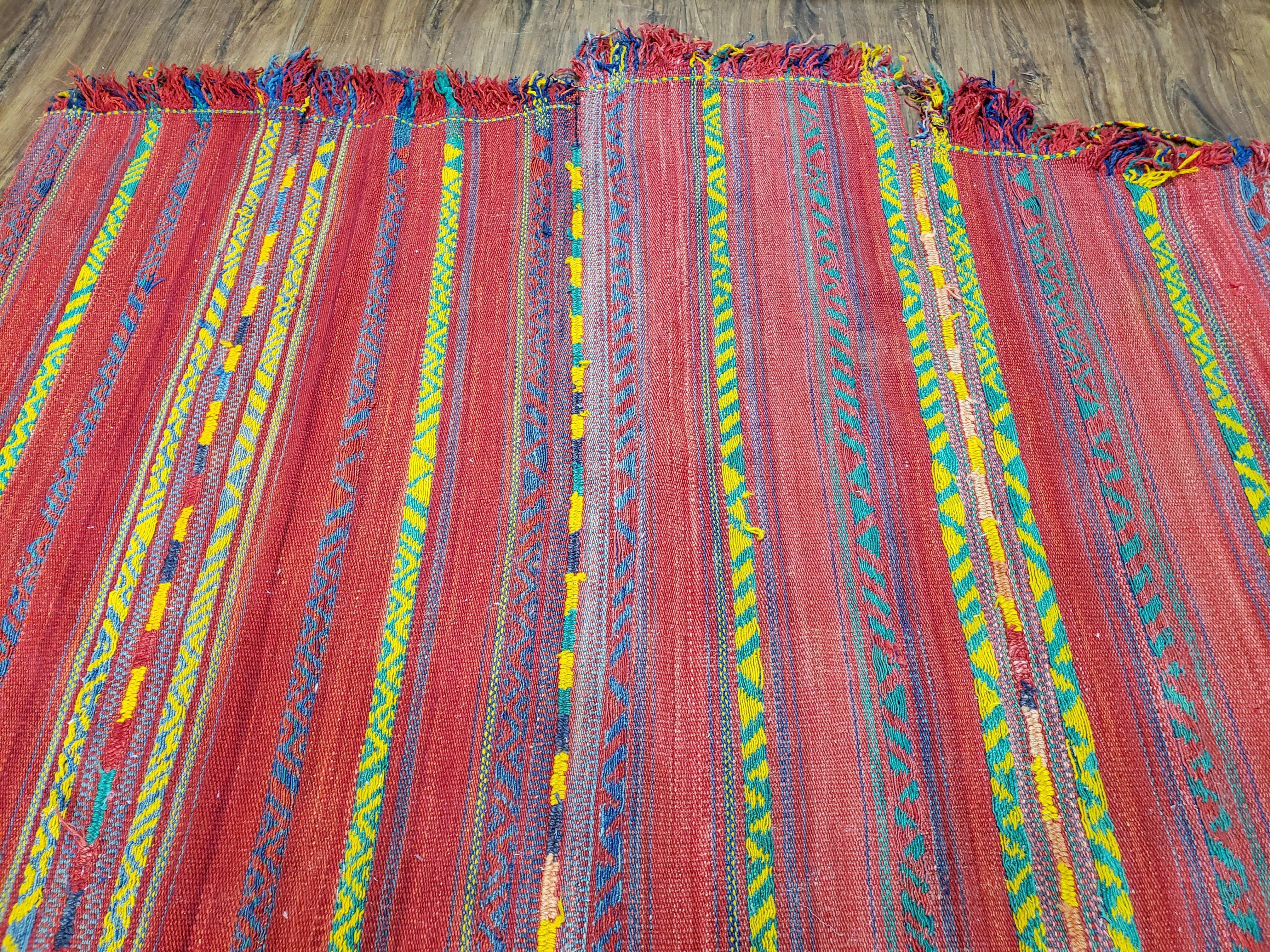 Vintage Turkish Jajim Kilim Flat Weave Rug with Colorful Stripes, Anatolian Kilim Rug, Jijim Cicim Carpet, 5x11 Boho Rug Multicolor, Unique - Jewel Rugs