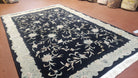 6x9 Vintage Black Gray Chinese Rug 120 Lines Wool Carpet Floral Design Hand-Knotted Soft Pile Entryway Rug Foyer Rug Nice - Jewel Rugs