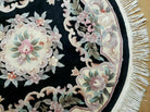 4' X 4' Vintage Round Handmade Chinese Peking Art Deco Wool Rug Flowers 90 Line - Jewel Rugs