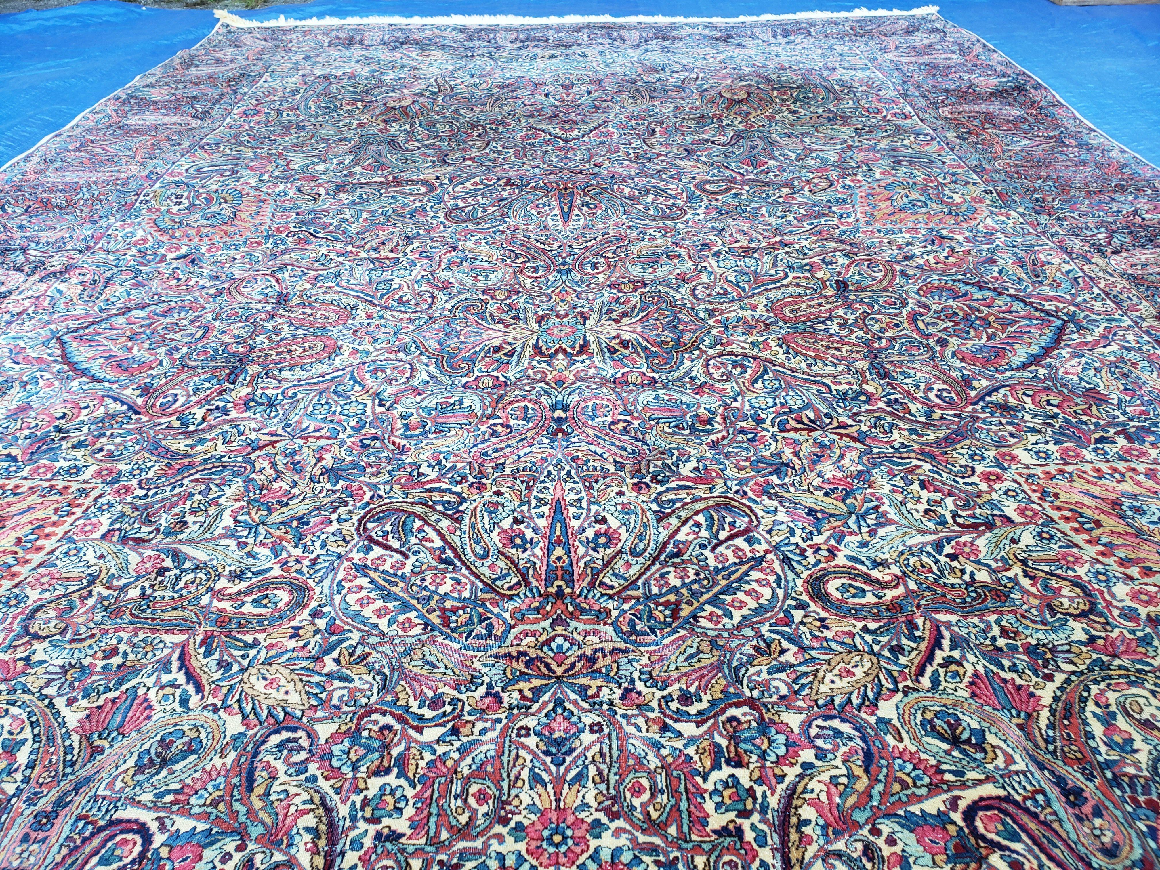 10' X 17' Antique Authentic Handmade Wool Rug Lavar Kirman - Jewel Rugs