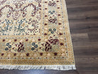 Fine Pak Persian Rug 9x12, Repeated Allover Floral Cypress Tree Motif, Cream and Dark Blue, Hand Knotted Pakistani Oriental Carpet 9 x 12 - Jewel Rugs