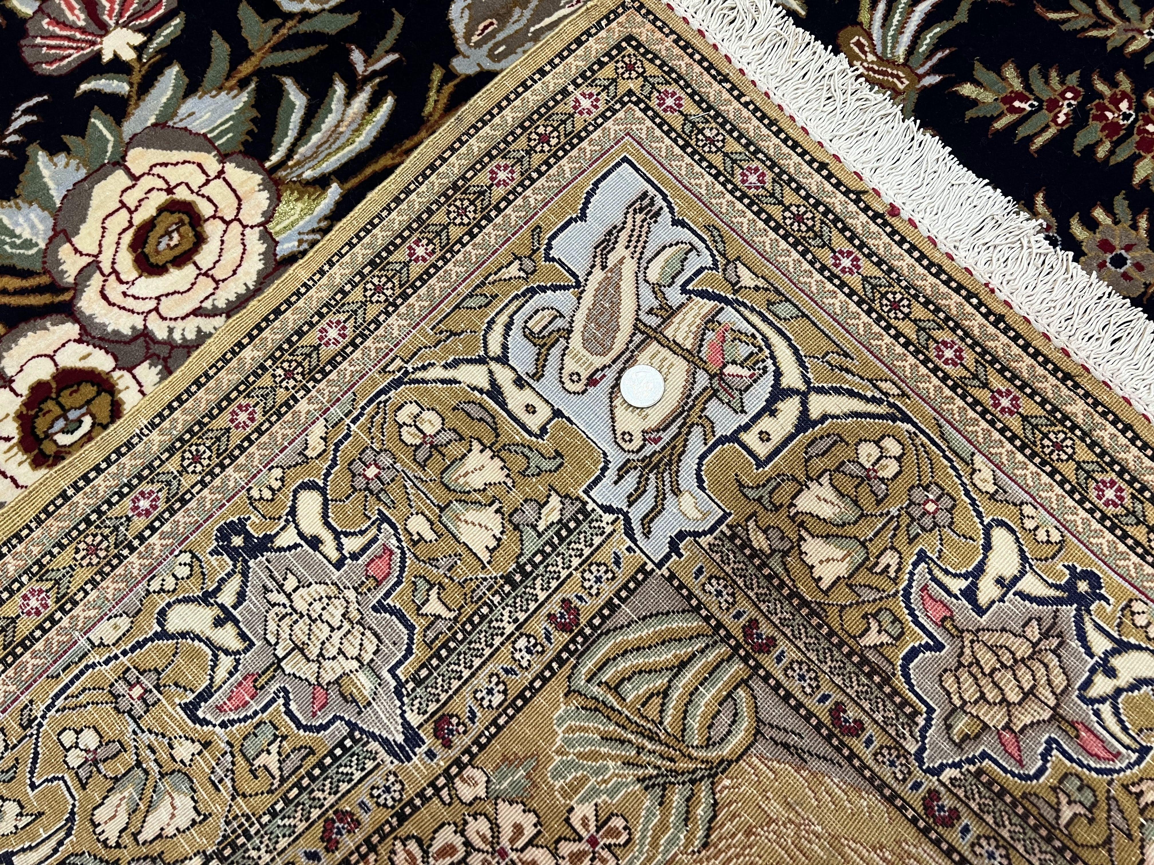 Persian Qum Pictorial Rug 4.8 x 6.5 - Layla & Majnun, Birds - Jewel Rugs