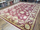 9' X 12' Vintage Fine Handmade Indian Agra Wool Rug Red Wow - Jewel Rugs