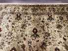 Indian Mahal Rug 8x10, Allover Floral Mahal Oriental Carpet 8 x 10, Handmade Hand Knotted Wool Rug, Indo Persian Area Rug, Tea-Washed Tan - Jewel Rugs