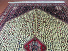 7' X 10' Vintage Handmade Indian Floral Wool Rug Hand Knotted Carpet Ivory Red - Jewel Rugs