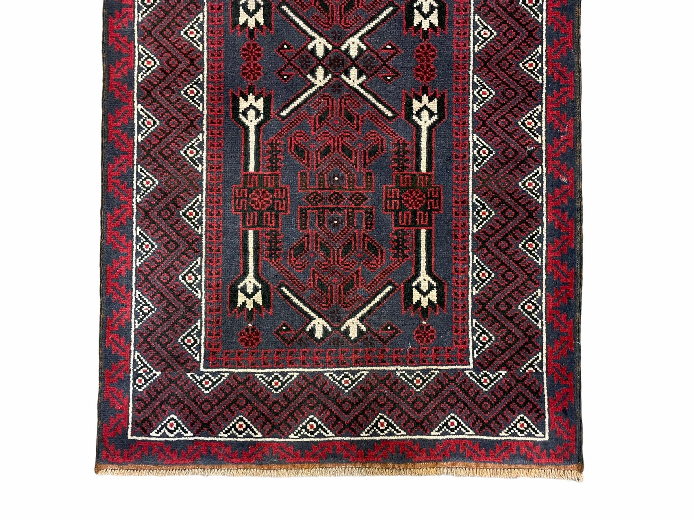 3x5 New Vintage Handmade Tribal Wool Rug Balouch Rug Afghan Rug Red Beige Nice - Jewel Rugs