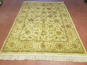 5' X 7' Vintage Machine Made Floral Oriental Wool Rug Nice Beige Traditional Style Home Décor - Jewel Rugs