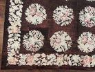 Floral Needlepoint Rug 5x7, Repeated Floral Motifs, Eggplant Color, Handmade Wool Vintage Needlepoint Area Rug 5 x 7 ft, Flatweave Rug - Jewel Rugs