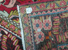 7' X 10' Antique Handmade Indian Agra Wool Rug Hand Knotted Vegetable Dyes Red - Jewel Rugs