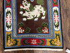 Chinese Peking Rug 3x5 with Animal Pictorial, Brown Ivory Gold Red, Handmade Vintage Chinese Carpet, Art Deco Rug, Unique Asian Oriental Rug - Jewel Rugs