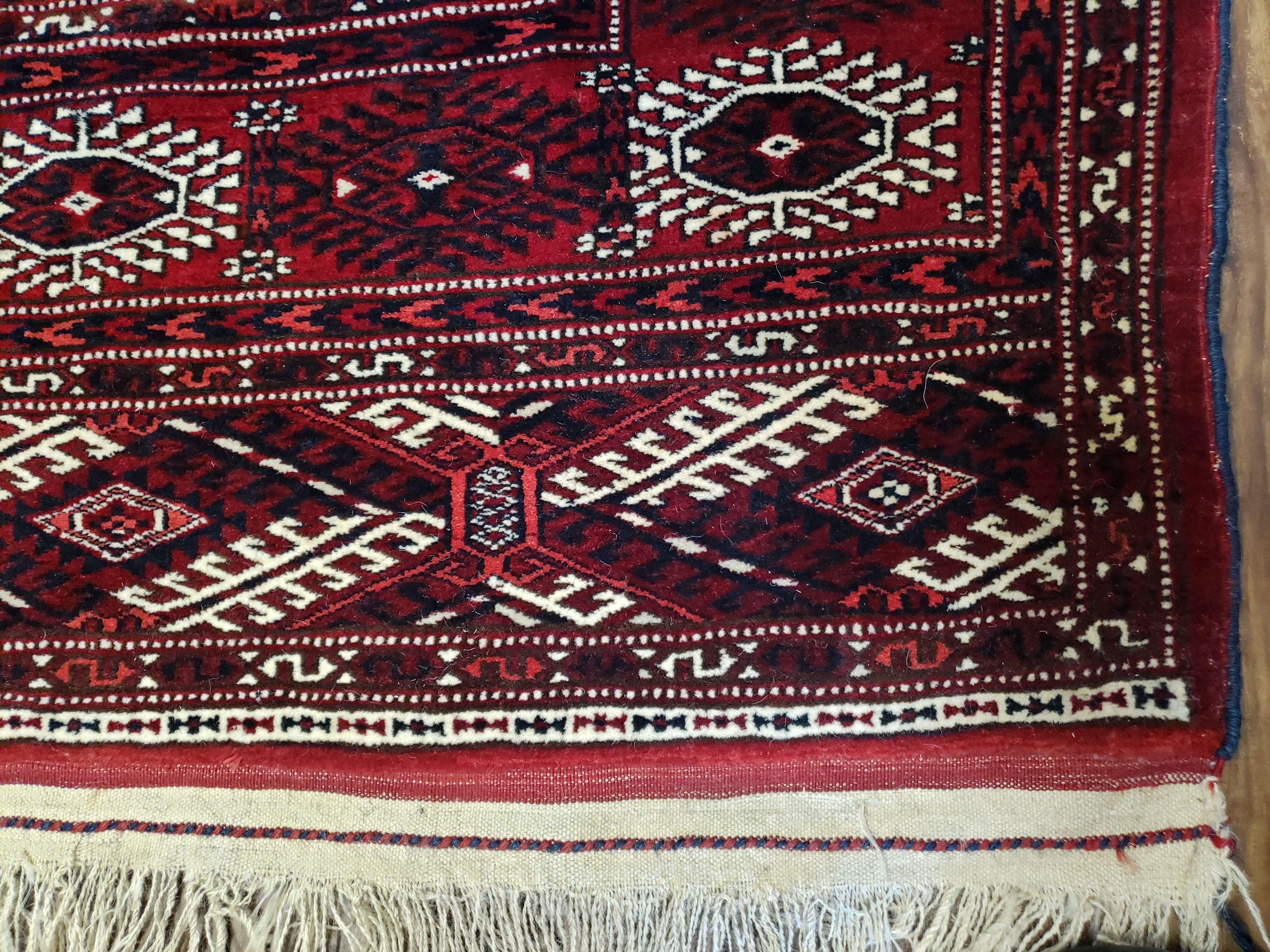 Semi Antique Red Turkoman Area Rug, Hand-Knotted, 8' x 12' 5" - Jewel Rugs