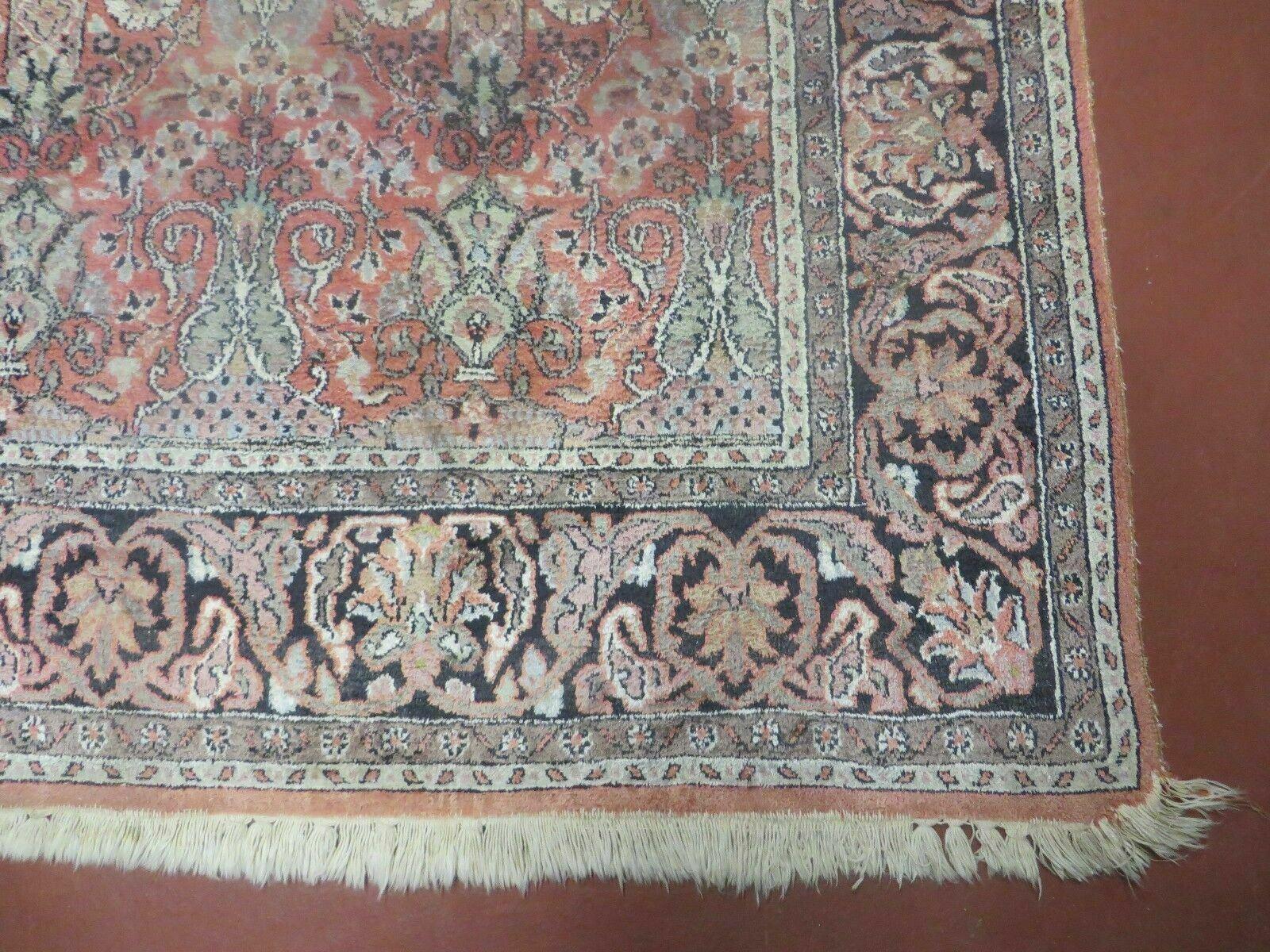 6' X 6' Vintage Handmade Fine Indian Silk Rug Kashmir Square Nice - Jewel Rugs