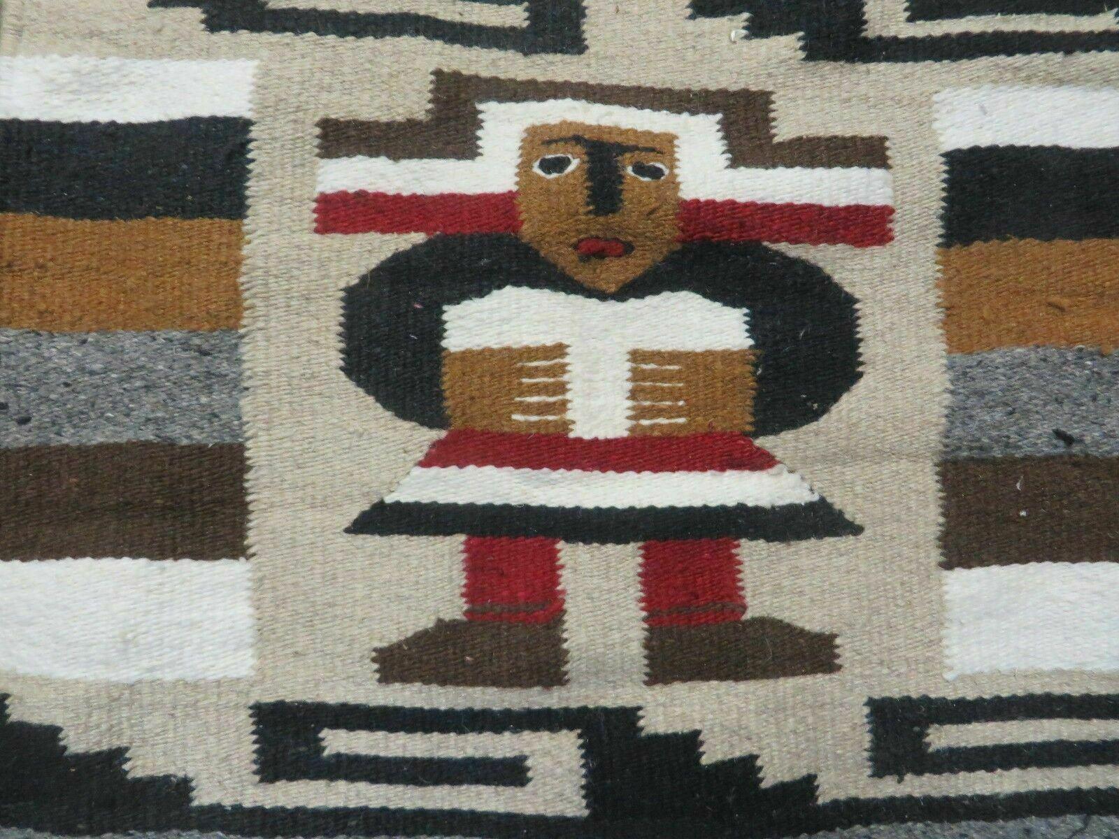 2' X 3' Latin American Mexican Wool RUG Blanket Textile Nice - Jewel Rugs