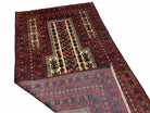 3x5 New Vintage Handmade Wool Rug Tribal Turkoman Balouch Prayer Rug Red Gold - Jewel Rugs