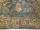 5' 8" X 8' 5" Vintage Hand Tufted India Agra Wool Rug Green Gold - Jewel Rugs