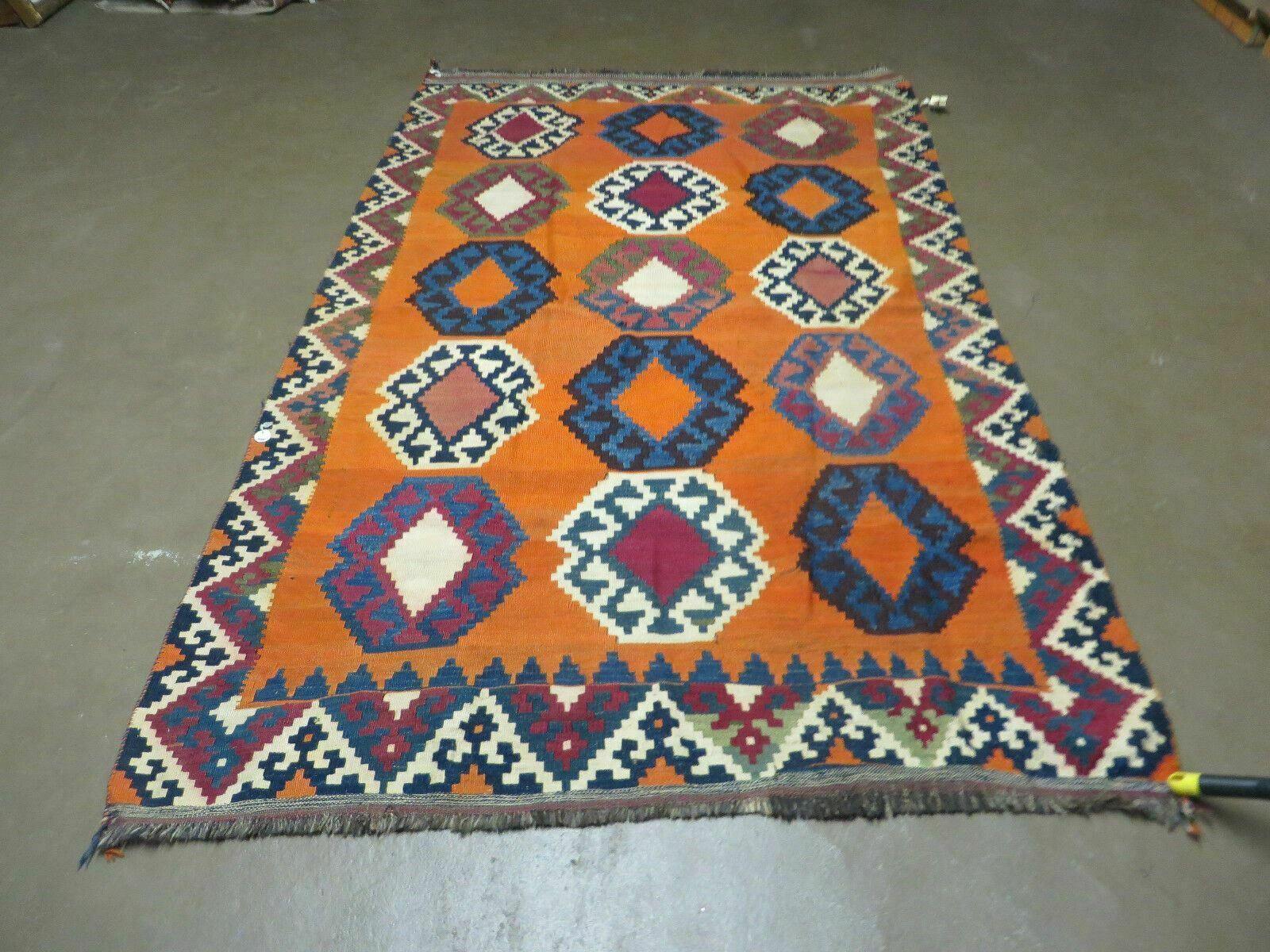 4' X 6' Vintage Turkish Kilim Handmade Flat Weave Wool Rug Veg Dye Nice - Jewel Rugs