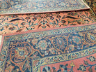 Antique Persian Kashan Rug, Manchester Wool, Red & Blue, Hand-Knotted, Allover Floral Pattern, 4'3" x 6'10" - Jewel Rugs