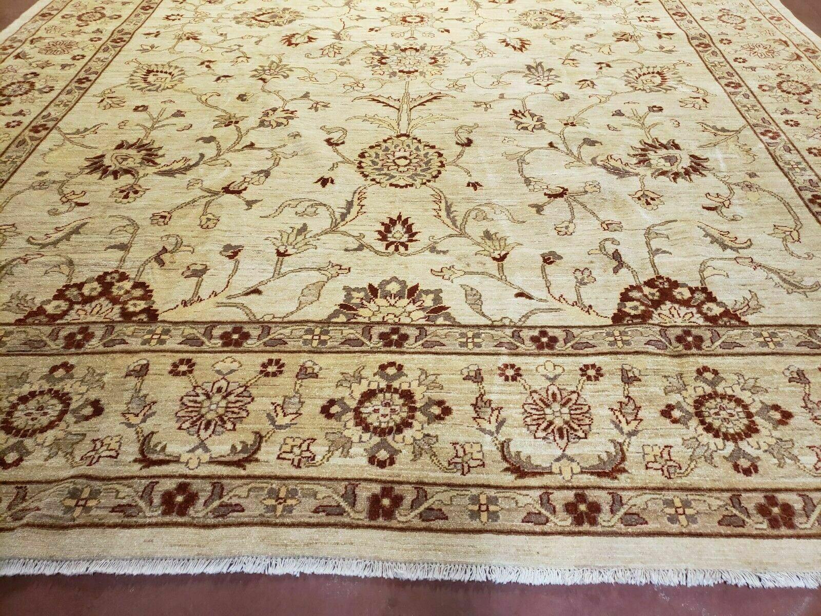 Oushak Rug 10x14 Neutral Colors Handmade Peshawar Wool Carpet Oatmeal Beige - Jewel Rugs