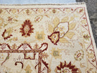 Vintage Oushak Area Rug, Hand-Knotted, Wool, Cream Beige Maroon, 10x15 Rug, 10x14 Rug, Large Oriental Carpet - Jewel Rugs