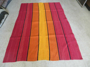 4' x 6' Vintage Handmade South American Kilim Chief Blanket Design Rug Stripes - Jewel Rugs