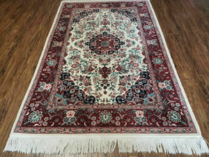 4' X 6' Handmade Indian Amritsar Wool Rug Carpet Ivory Beige - Jewel Rugs