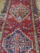 3' 9" X 10'8" Vintage Handmade Turkish Wool Runner Rug Red Nice - Jewel Rugs