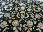 9' X 12' Vintage Handmade Fine Chinese Oriental Floral Wool Rug Silk Black - Jewel Rugs