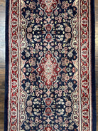 Oriental Runner Rug 2.8 x 17 ft Long Runner, Pak Persian Runner, Traditional Vintage Hand Knotted Navy Blue Red Runner Rug, Wool Hallway Rug - Jewel Rugs