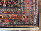 Karastan Rug 8x10 Williamsburg Collection Carters Grove #554, Midnight Blue & Red Vintage Karastan Carpet, Room Sized Wool Area Rug, Allover - Jewel Rugs