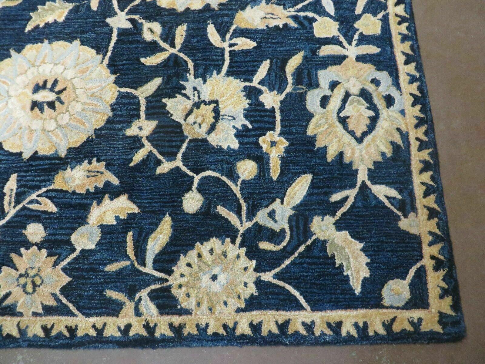 9' X 12' Safavieh Abstract Modern Hand Tufted Wool Rug Floral Flower Nice Navy - Jewel Rugs