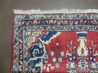 Persian Runner Rug 3 x 12, Persian Hamadan Runner, Antique Wool Oriental Tribal Runner, Floral Vases, Hand Knotted Hallway Kitchen Runner Rug, Red Navy Blue Cream - Jewel Rugs